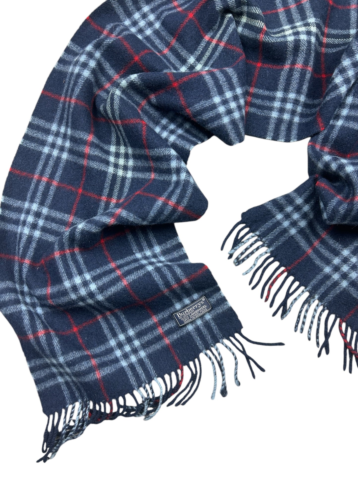 Navy Burberry Nova Check Scarf