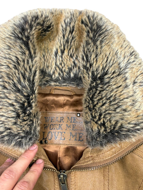 Early 2000s Fuffy Cropped Bomber Jacket