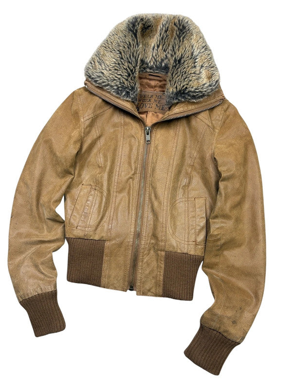 Early 2000s Fuffy Cropped Bomber Jacket