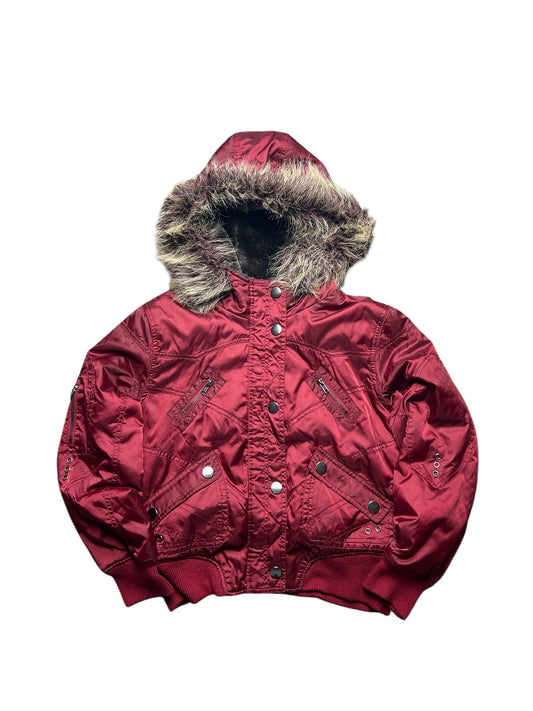 Vintage Next Fur Hood Multipocket Bomber Jacket