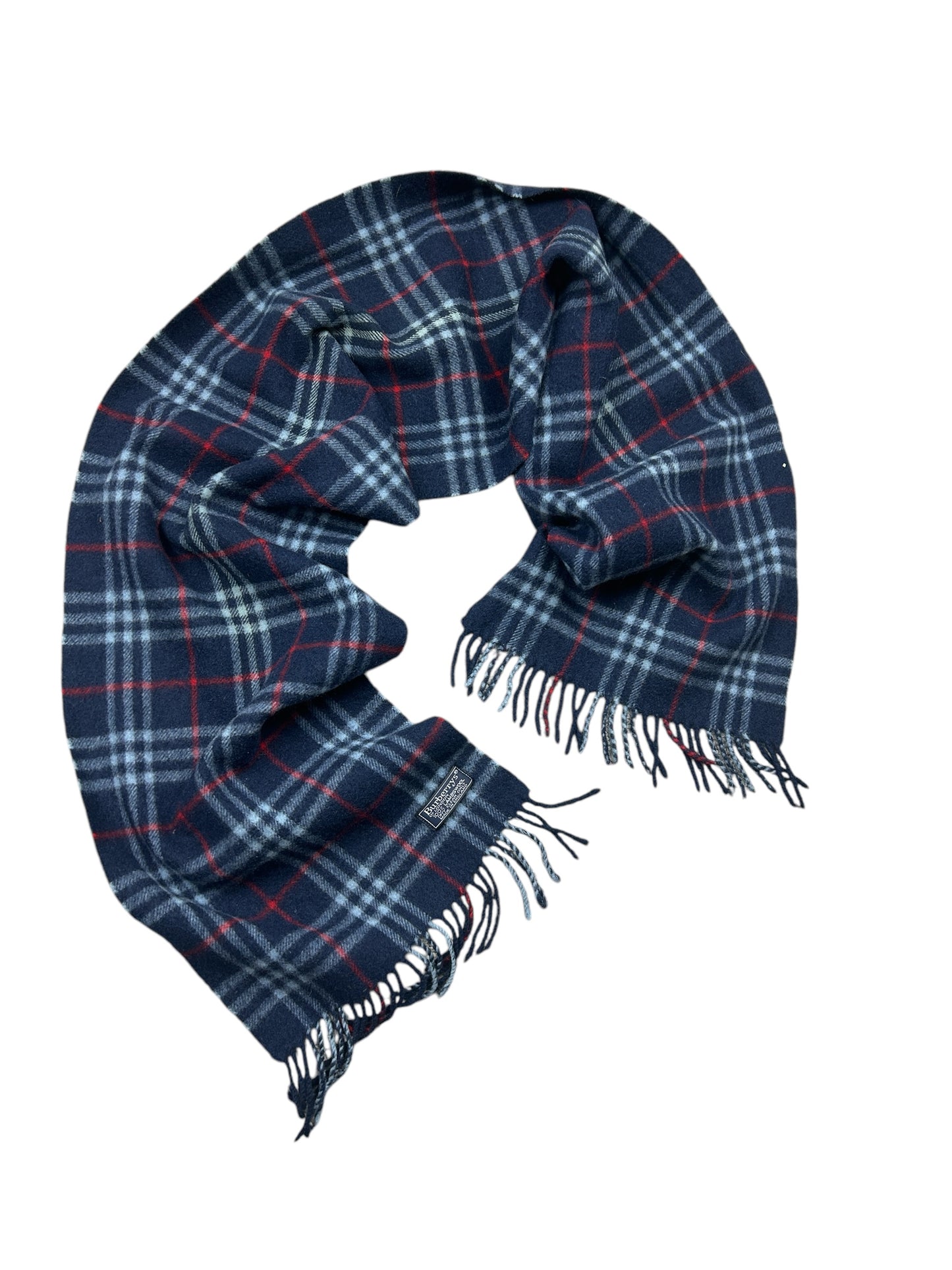 Navy Burberry Nova Check Scarf